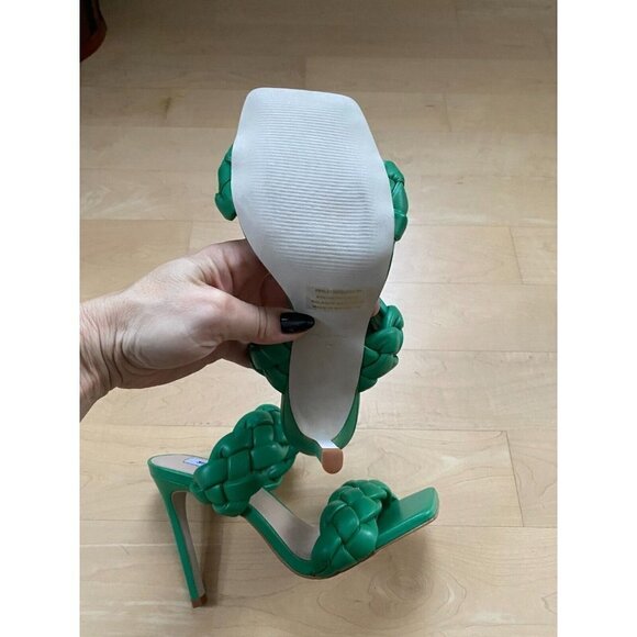 Steve Madden BNWOT "Kenley" Green Braid Stiletto Heel Sandals - Picture 4 of 8